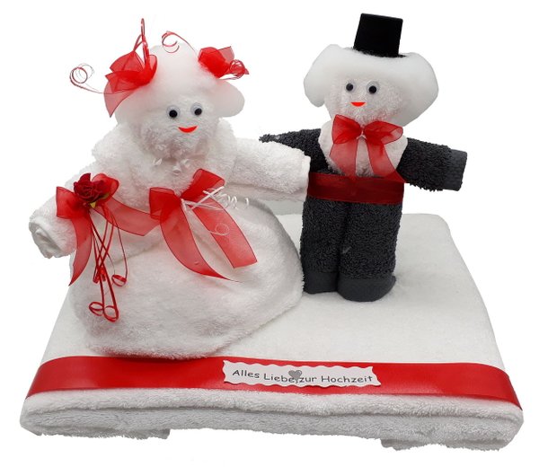 Frotteebox Geschenk Brautpaar Hochzeitspaar 6-teilig aus Duschtuch, Handtuch und 4x Gästetuch